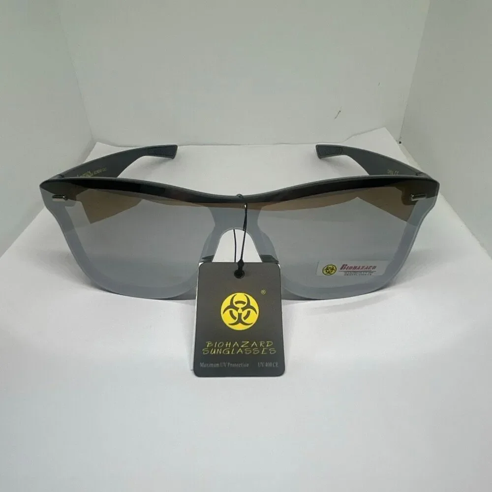 Biohazard Shield Sunglasses UV400 Mirrored Lens Wraparound Unisex